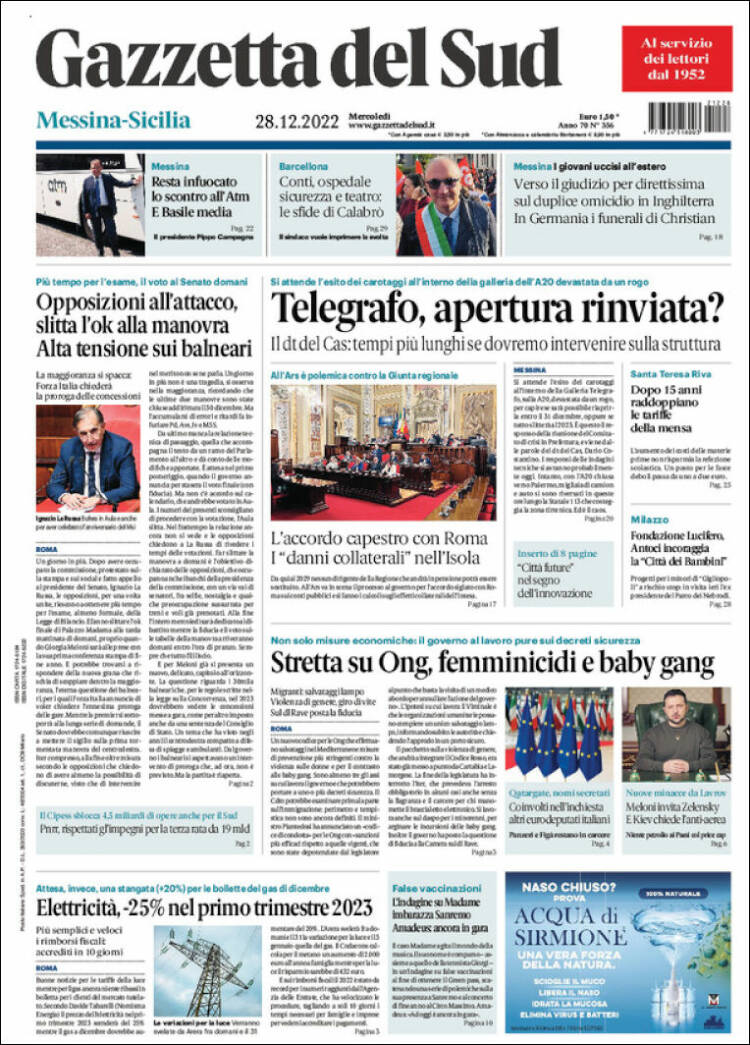 Portada de Gazzetta del Sud (Italy)