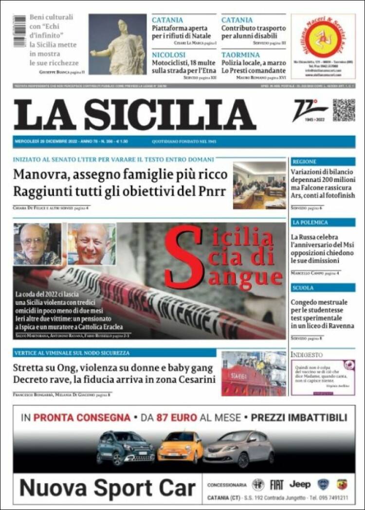 Portada de La Sicilia (Italy)