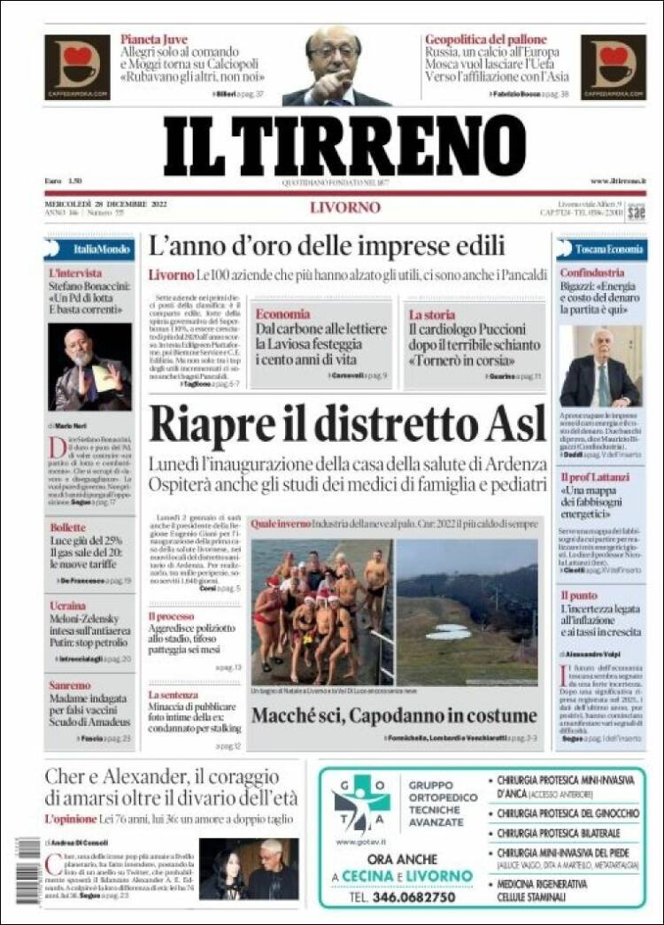 Portada de Il Tirreno (Italy)