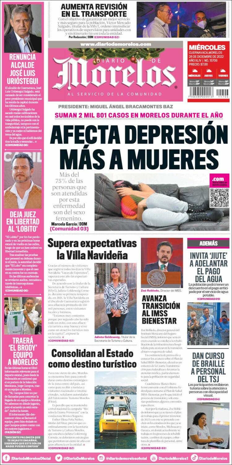 Portada de Diario de Morelos (Mexico)