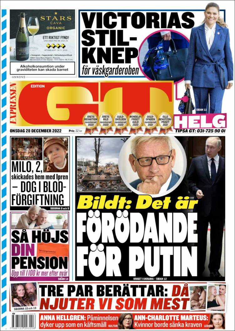 Portada de Göteborgstidningen (Suecia)