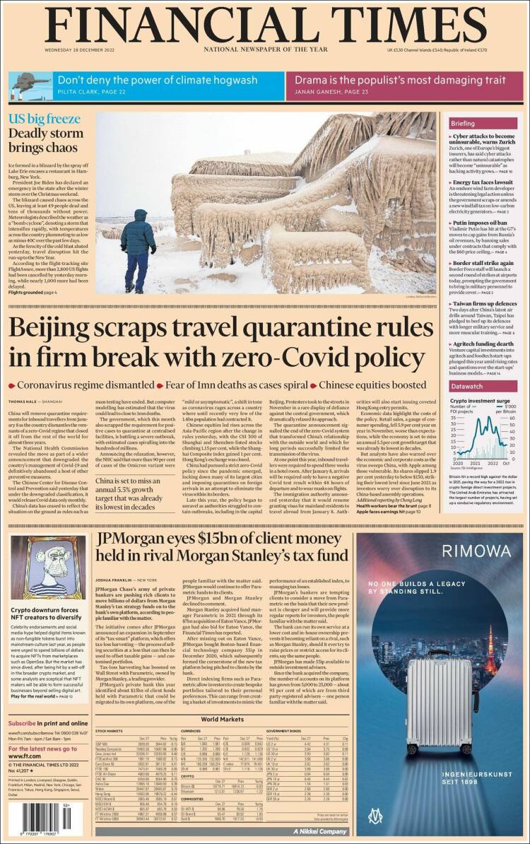 Portada de Financial Times (Reino Unido)