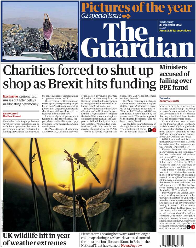 Portada de The Guardian (United Kingdom)