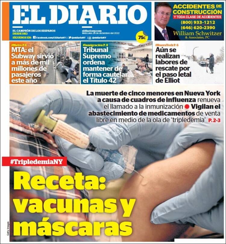 Portada de El Diario NY (USA)