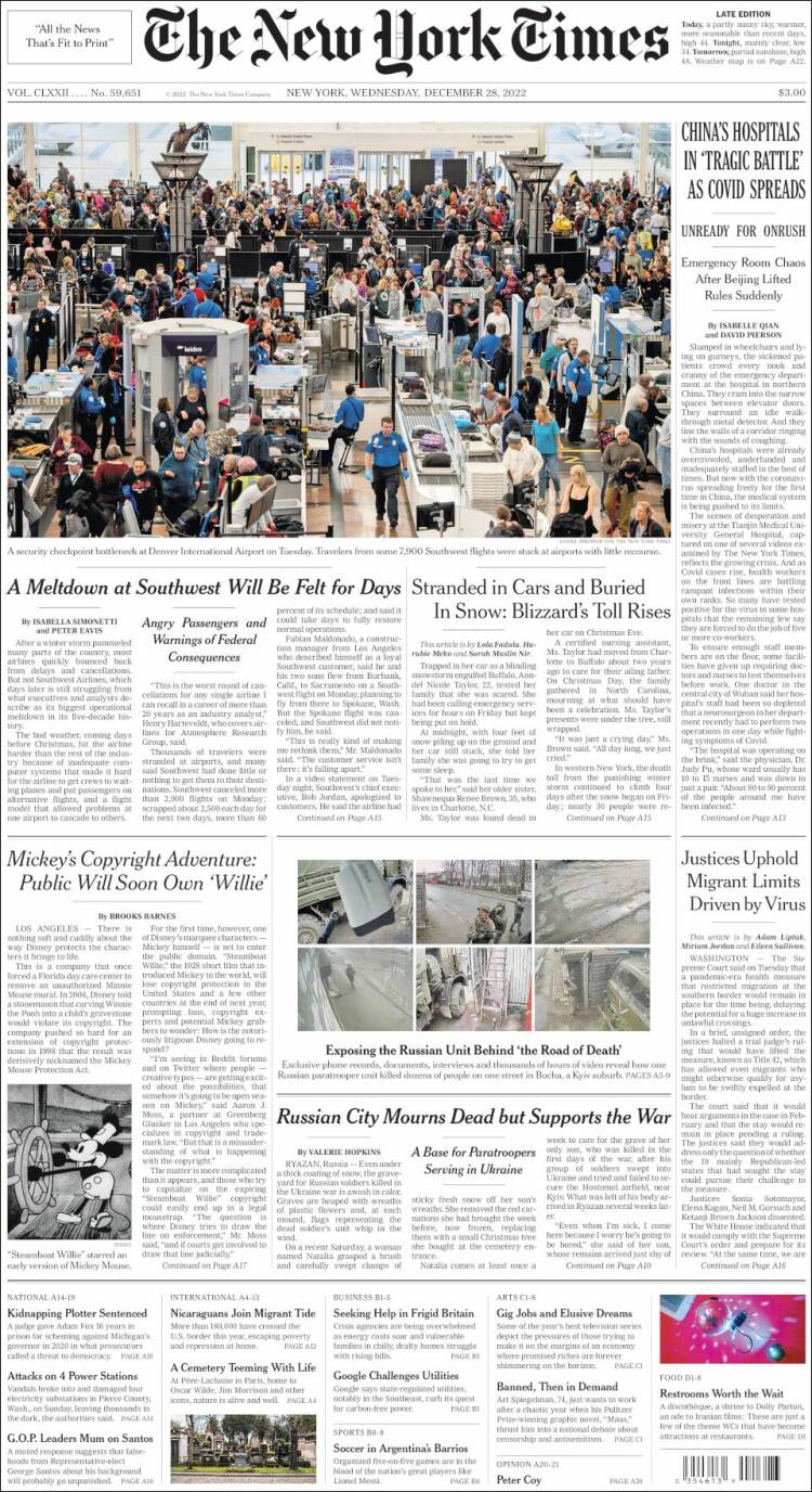 Portada de New York Times (USA)