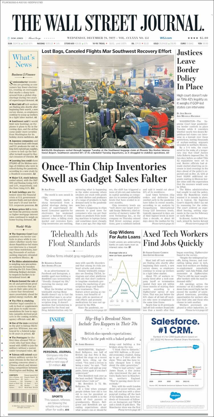 Portada de Wall Street Journal (USA)