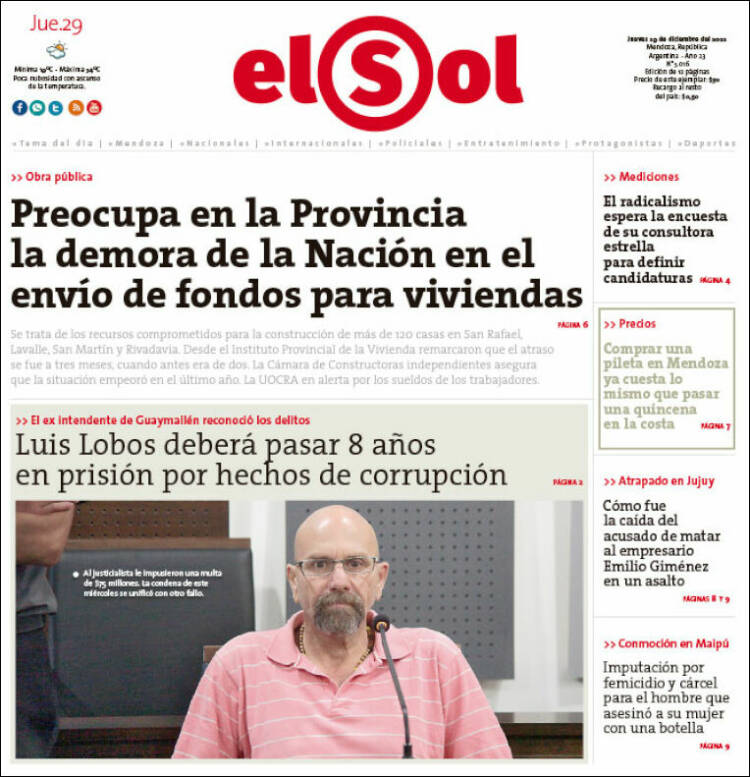 Portada de El Sol (Argentina)