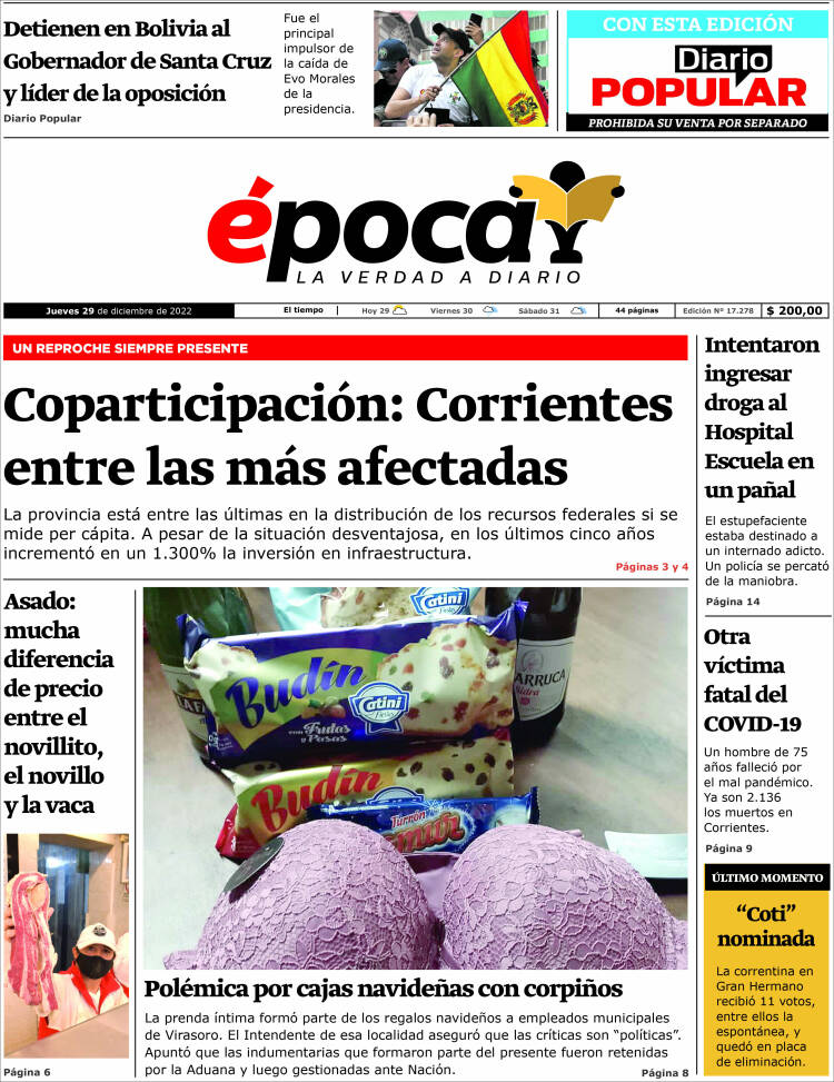 Portada de Diario Época (Argentina)
