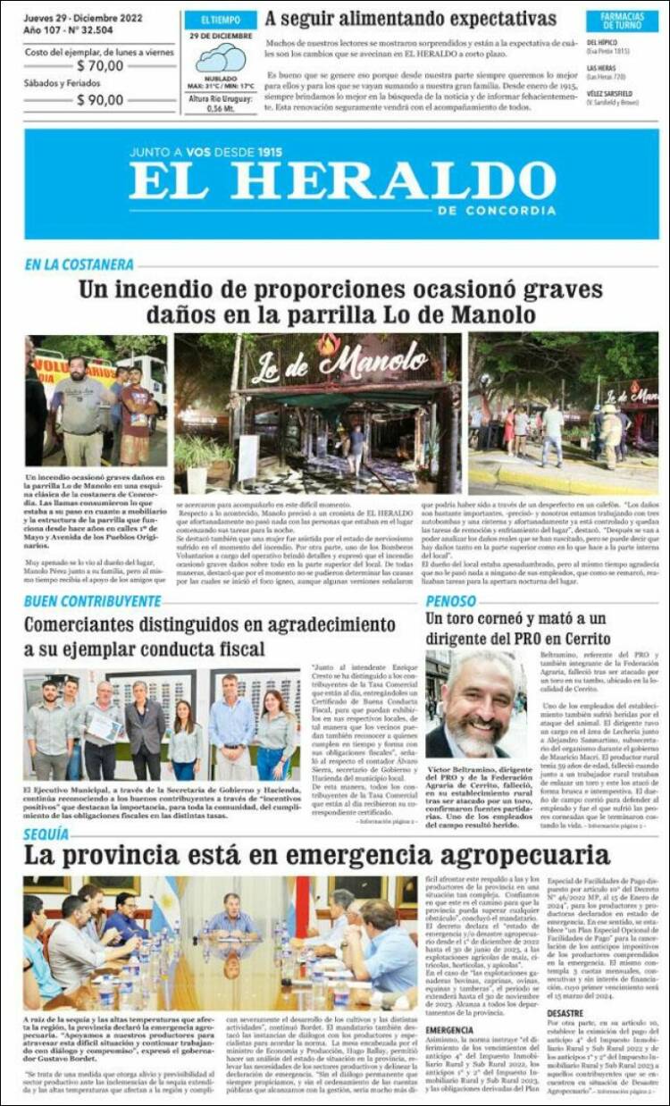 Portada de El Heraldo de Concordia (Argentina)
