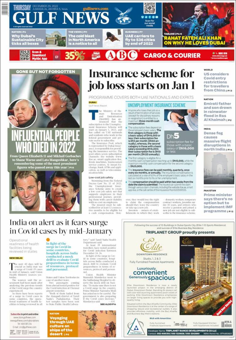 Portada de Gulf News (Asia-Pacific)