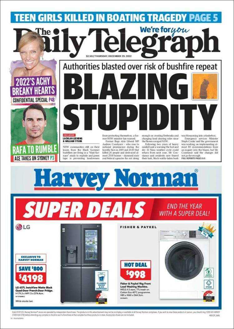 Portada de The Daily Telegraph (Australia)