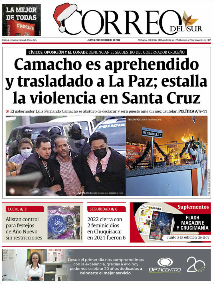 Portada de Correo Sur (Bolivia)