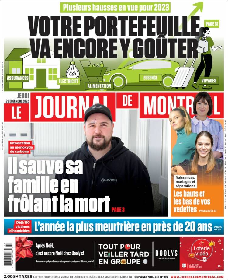 Portada de Le Journal de Montréal (Canada)