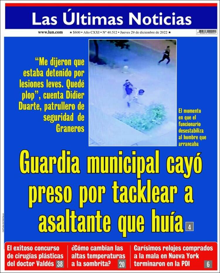 Portada de Las Últimas Noticias (Chile)