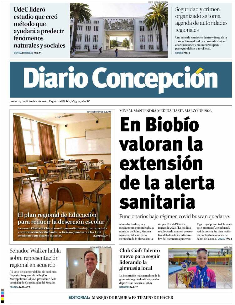 Portada de Diario de Concepción (Chile)