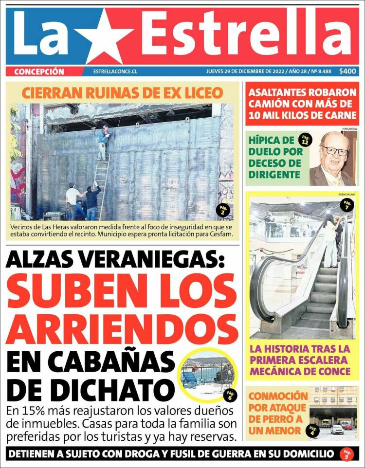 Portada de La Estrella de Concepción (Chile)
