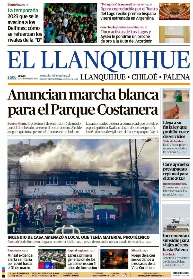 Portada de El Llanquihue (Chile)