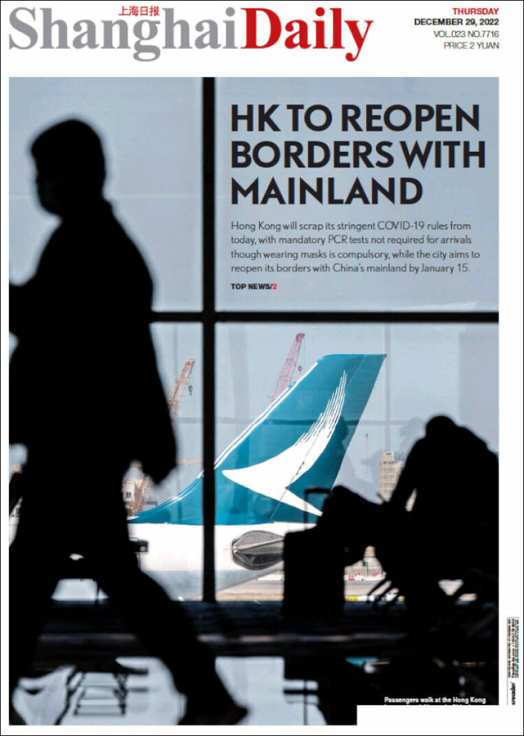 Portada de Shanghai Daily (China)