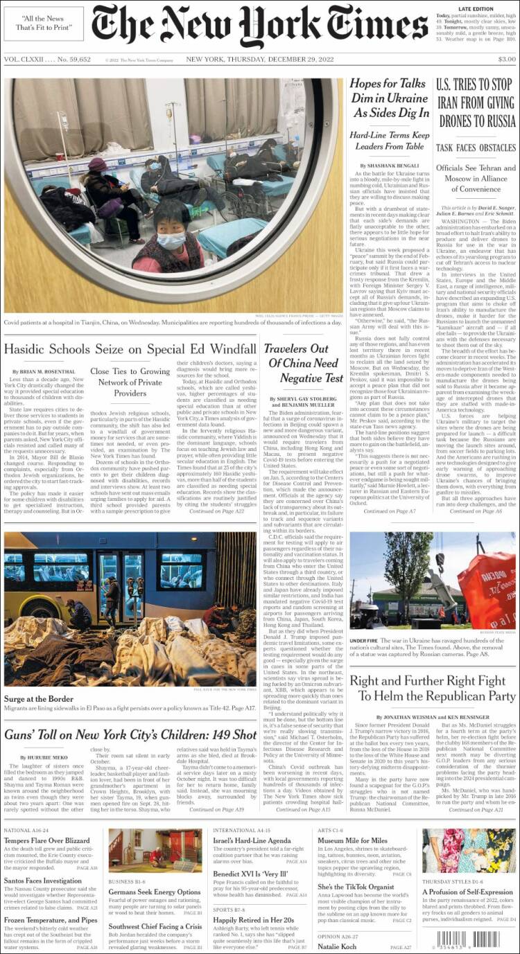 Portada de New York Times (USA)