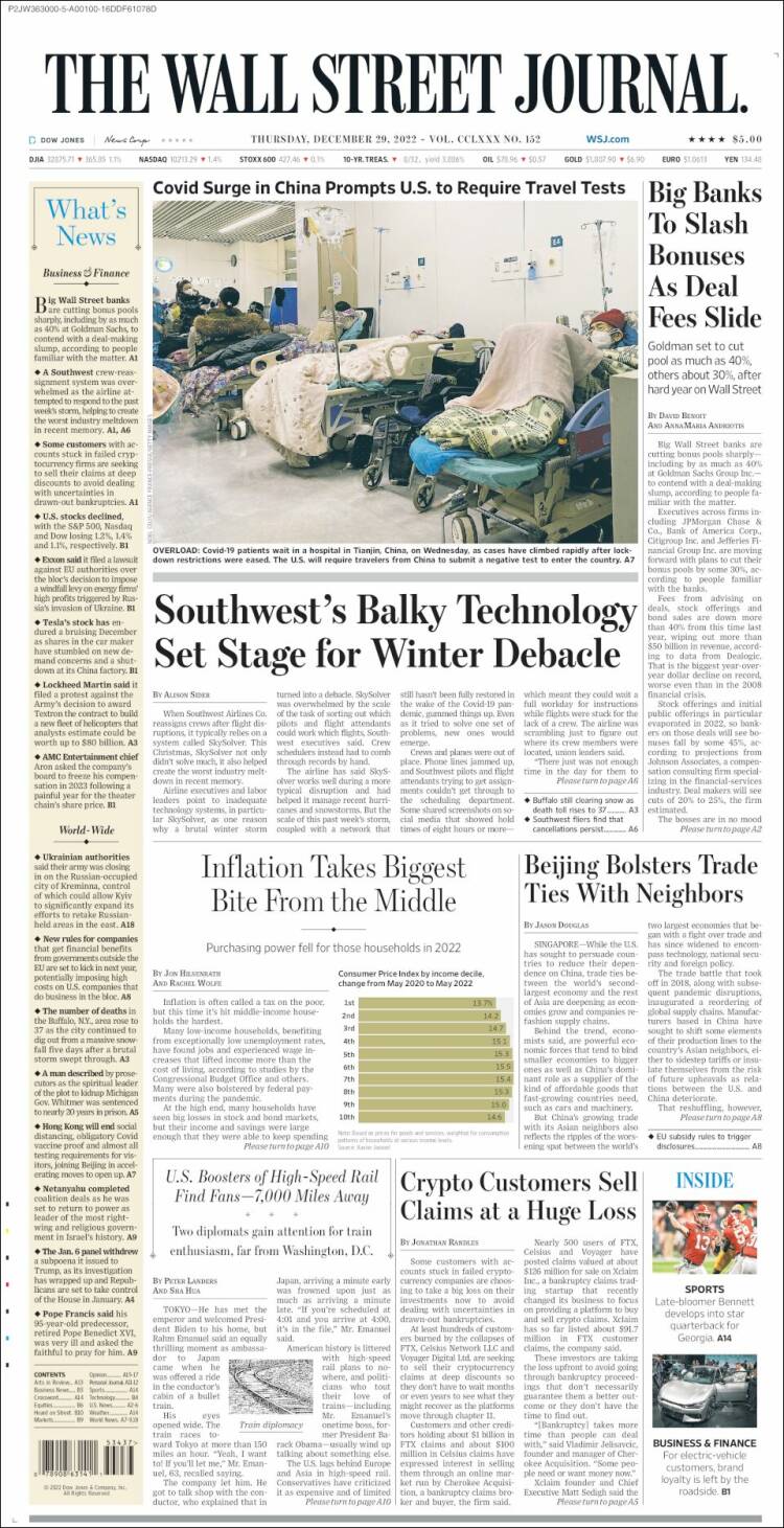 Portada de Wall Street Journal (USA)