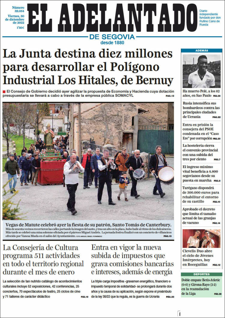 Portada de El Adelantado de Segovia (España)