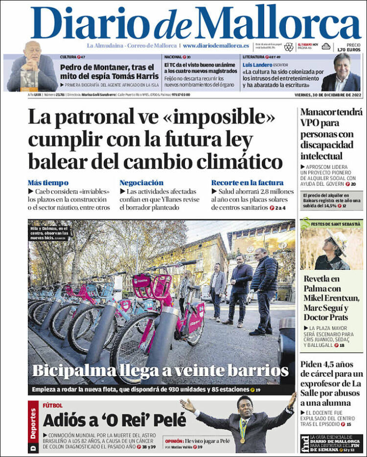 Portada de Diario de Mallorca (España)