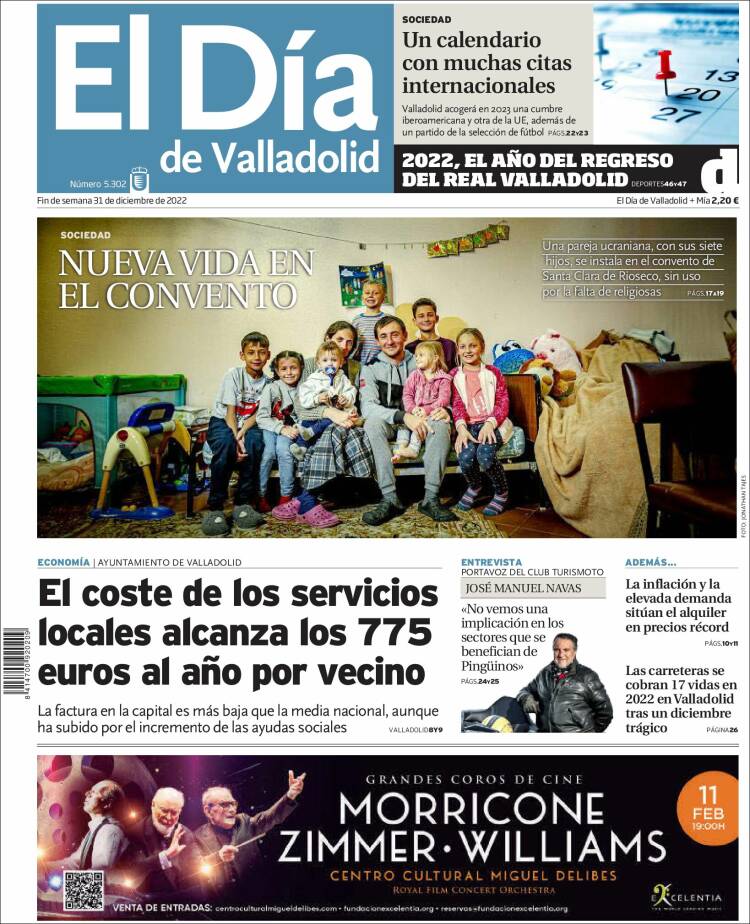 Portada de El Día de Valladolid (España)