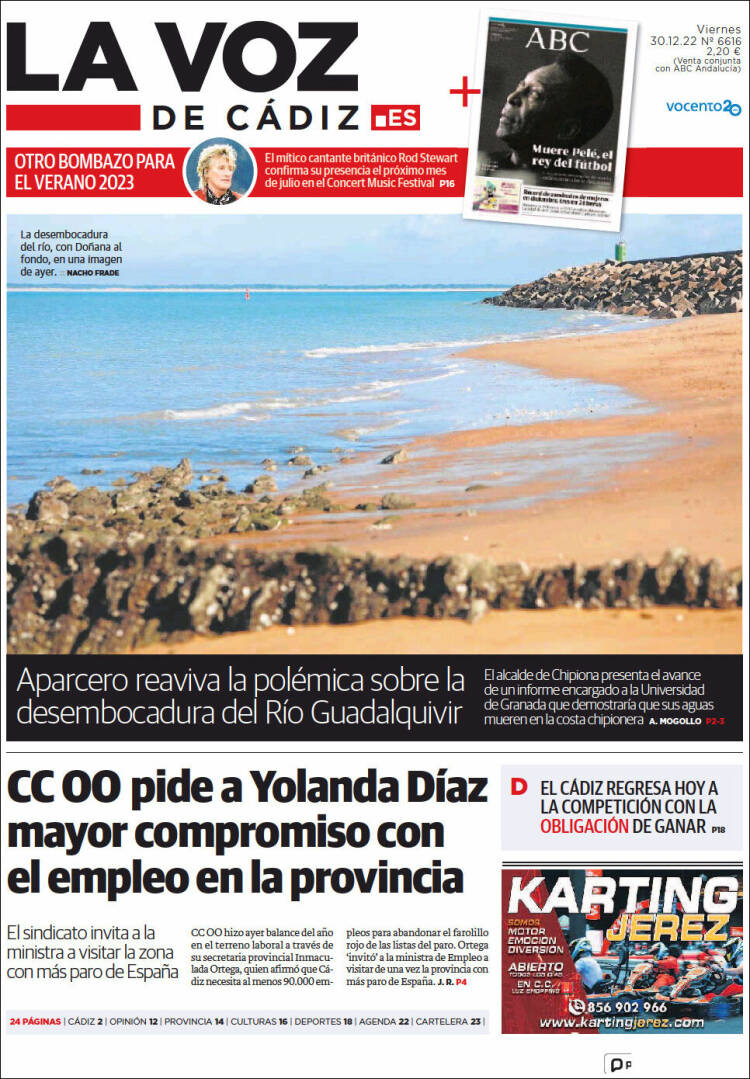 Portada de La Voz de Cádiz (España)