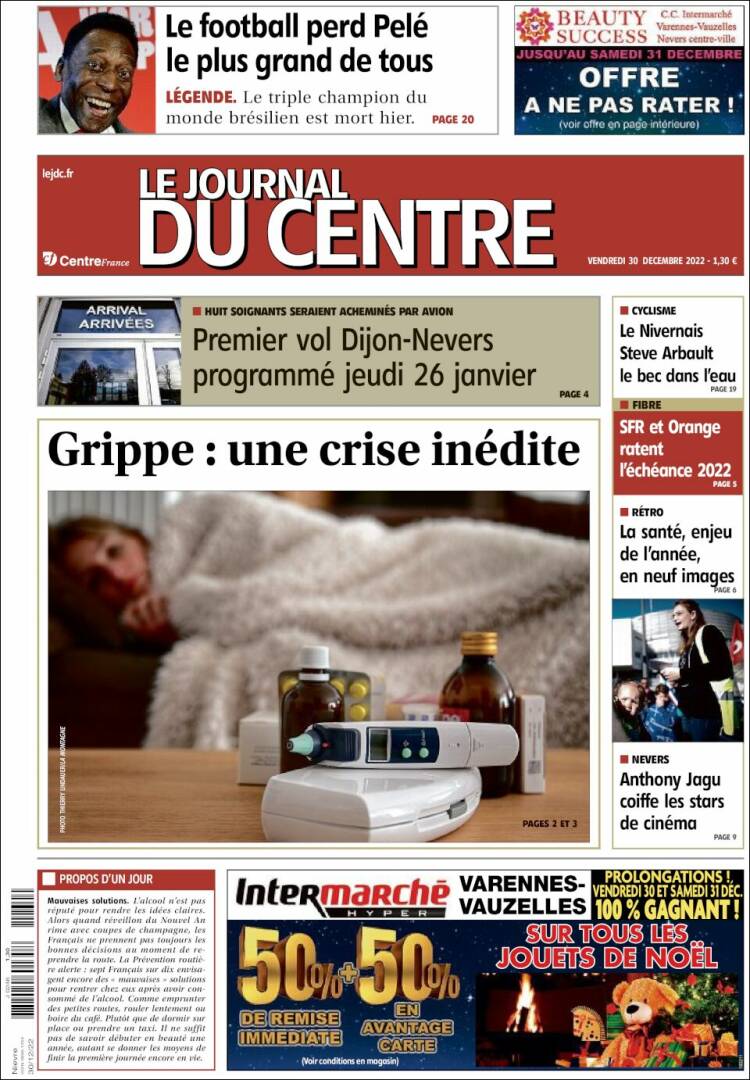 Portada de Le Journal du Centre (Francia)