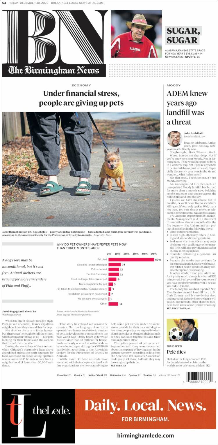 Portada de Birmingham News (USA)