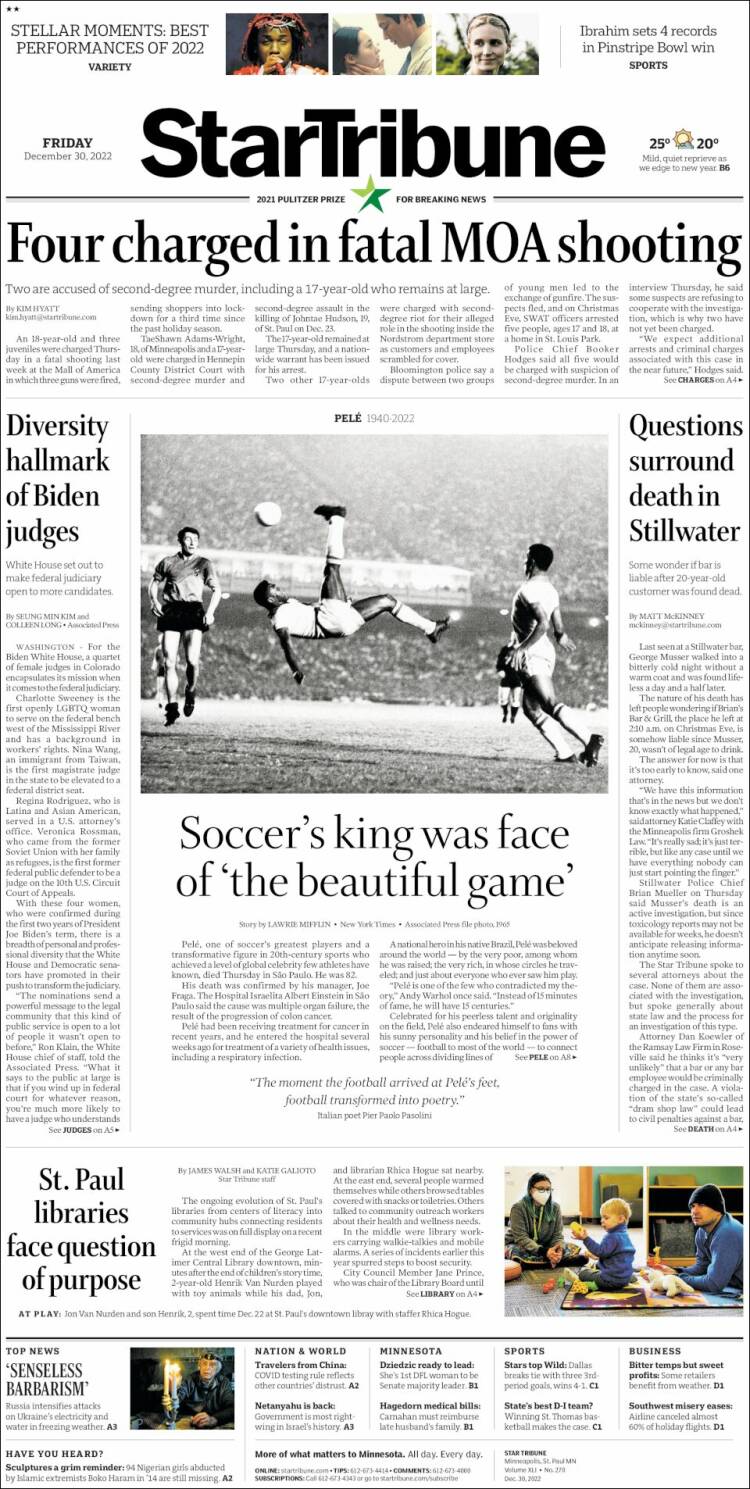 Portada de Star Tribune (USA)