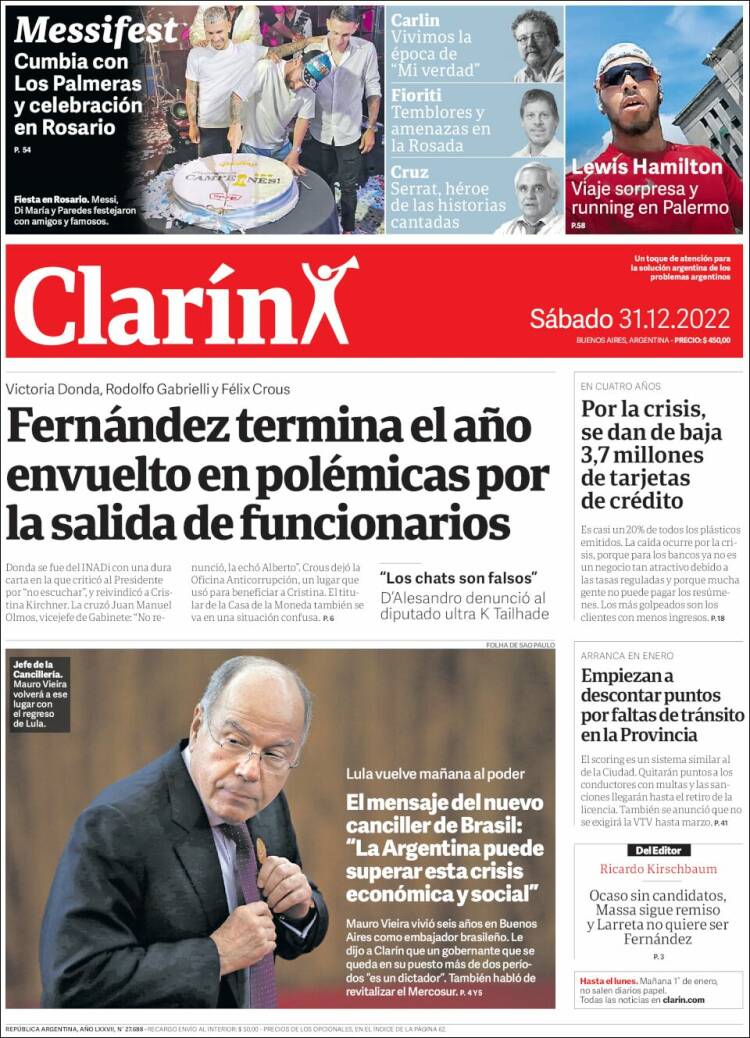 Portada de Clarín (Argentina)