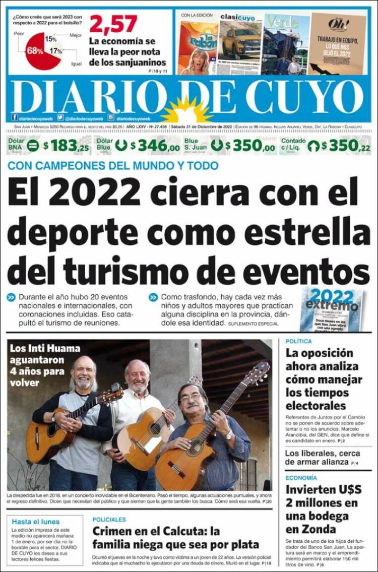 Portada de Diario de Cuyo (Argentina)