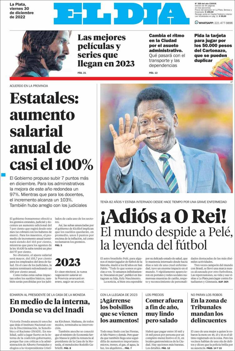Portada de El Día de la Plata (Argentina)