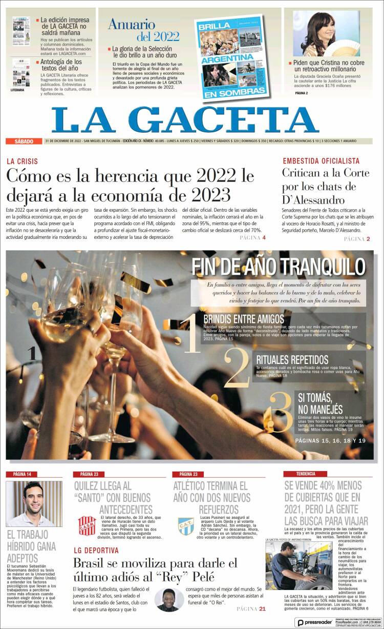 Portada de La Gaceta (Argentina)