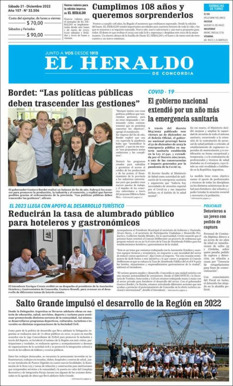 Portada de El Heraldo de Concordia (Argentina)