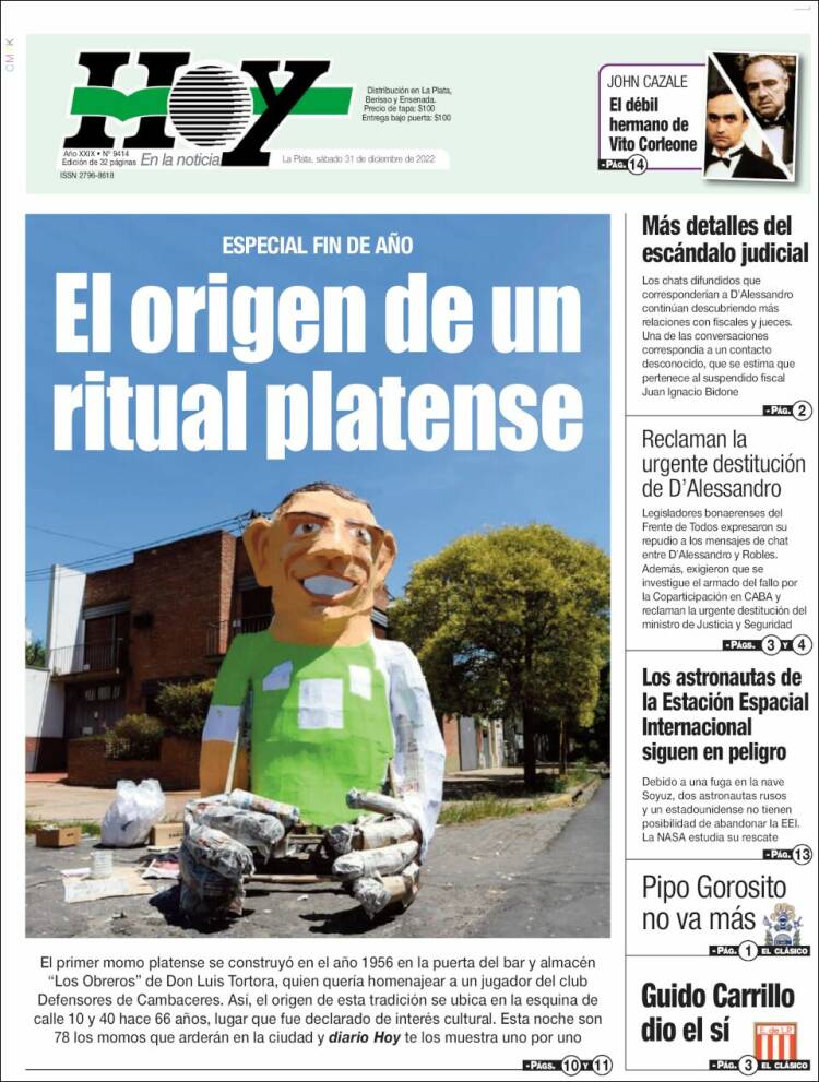 Portada de Diario Hoy (Argentina)