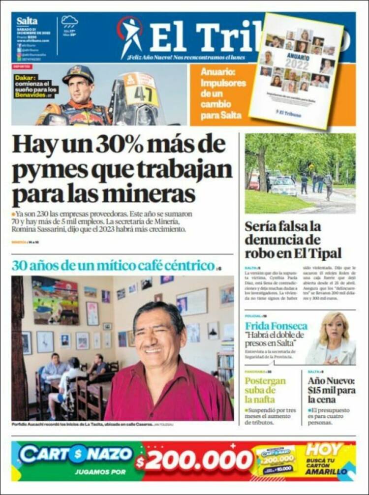 Portada de El Tribuno - Salta (Argentina)