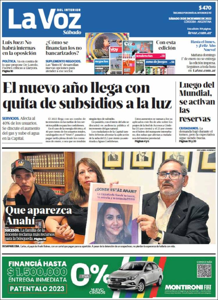 Portada de La Voz del Interior (Argentina)