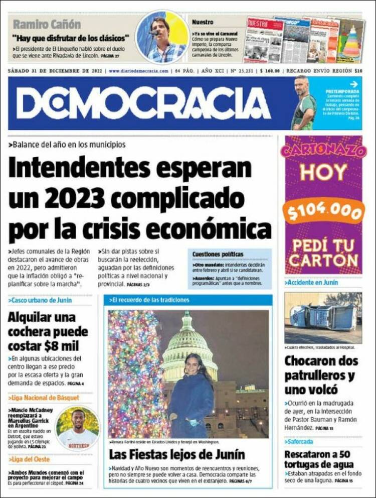 Portada de Diario Democracia (Argentina)