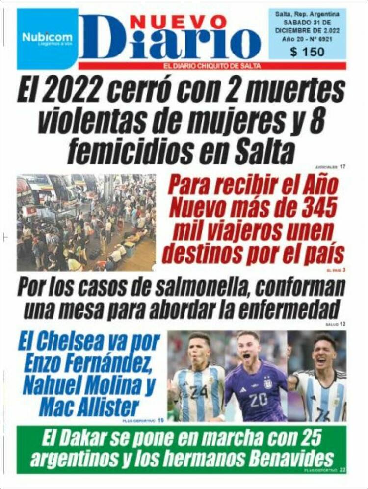 Portada de Nuevo Diario de Salta (Argentina)