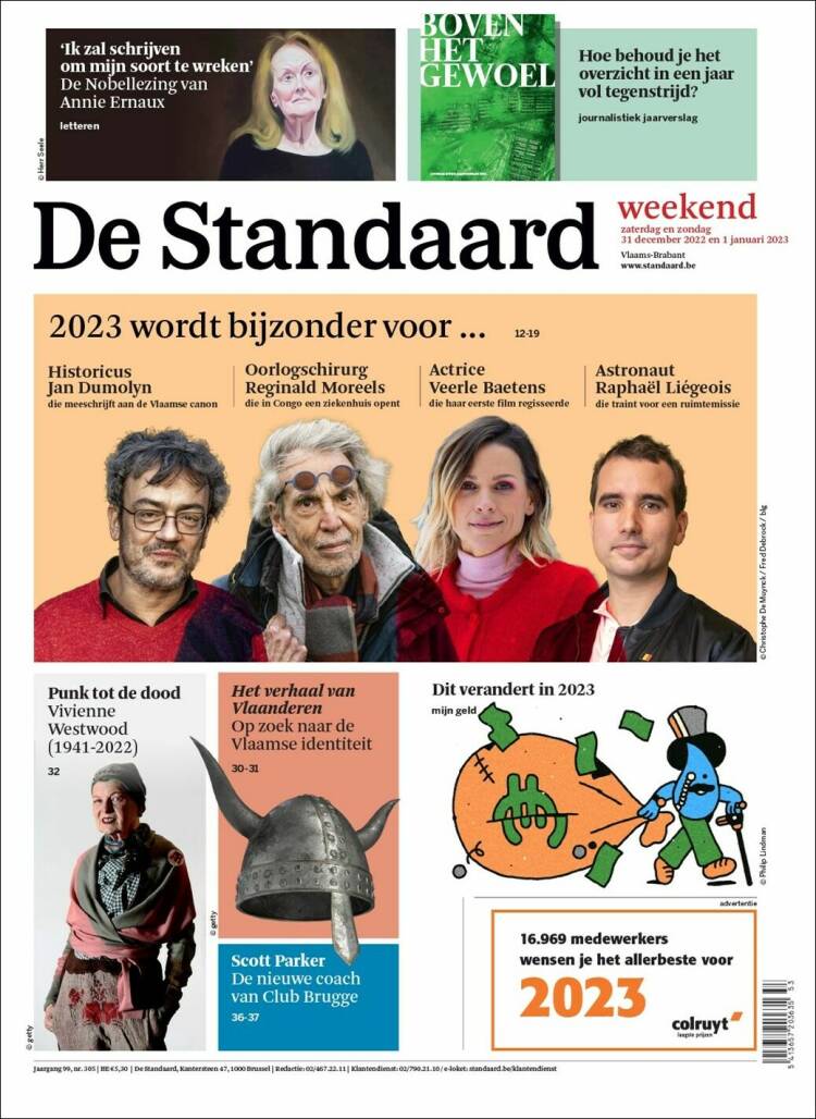 Portada de De Standaard (B&eacute;lgica)