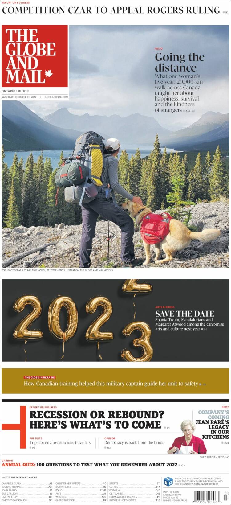 Portada de The Globe and Mail (Canada)