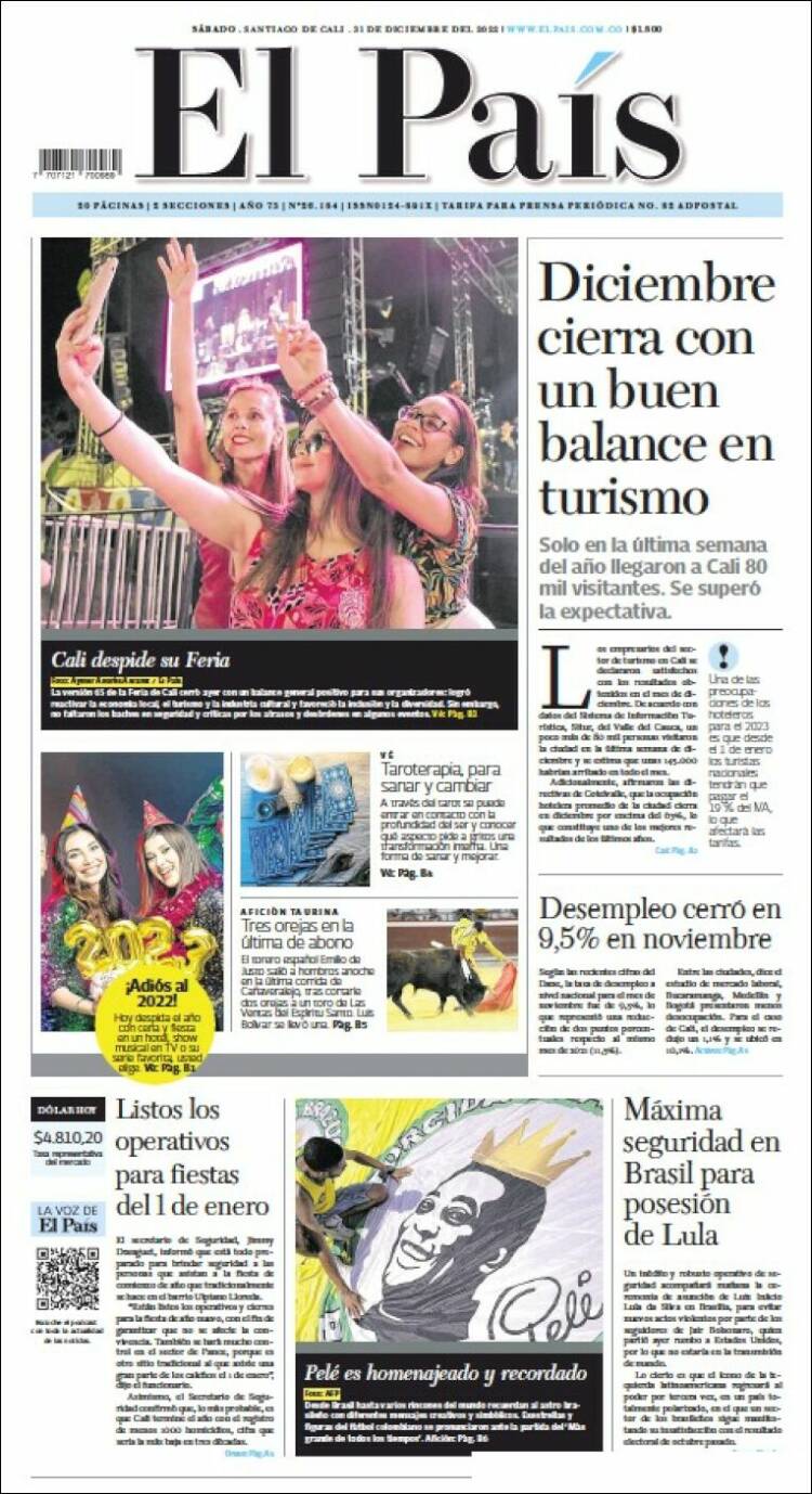 Portada de El País - Cali (Colombia)