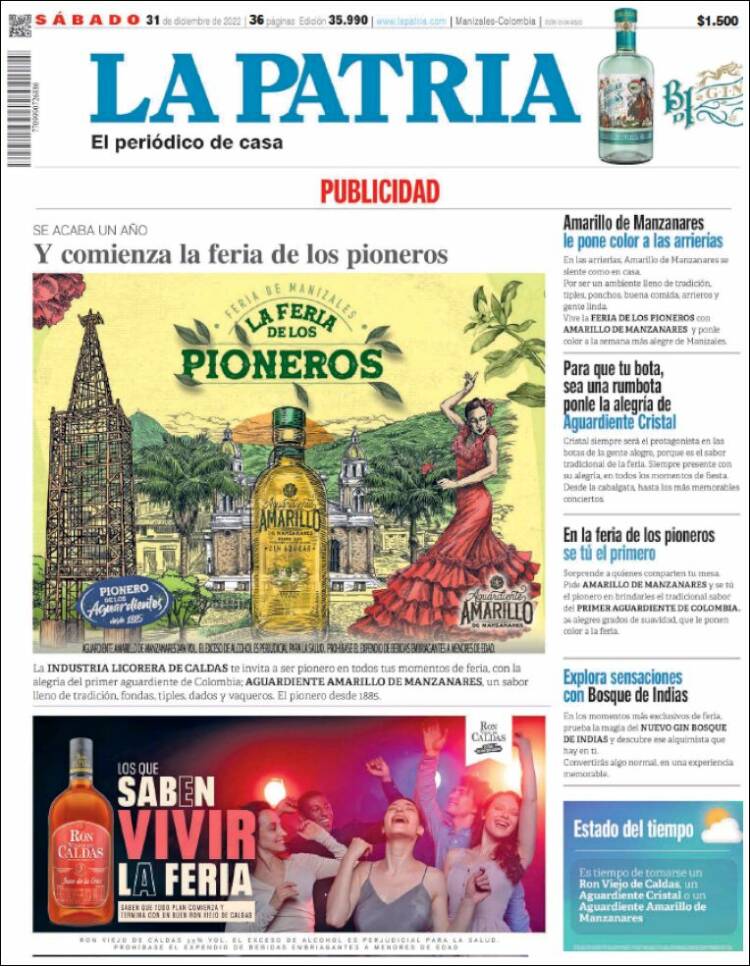 Portada de La Patria (Colombia)
