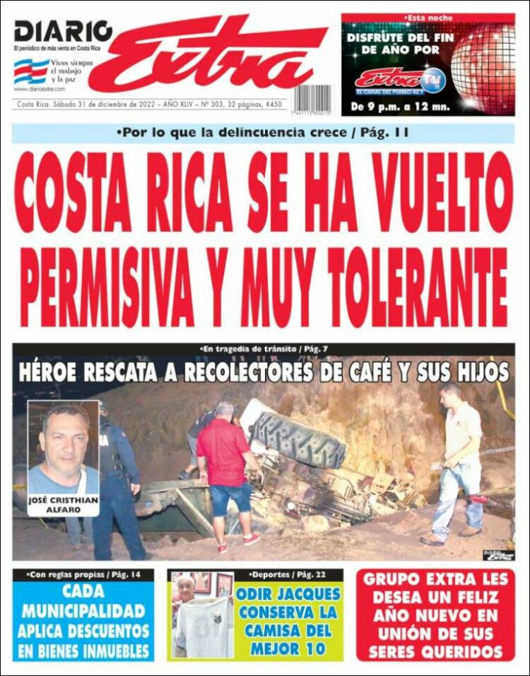 Portada de Diario Extra (Costa Rica)