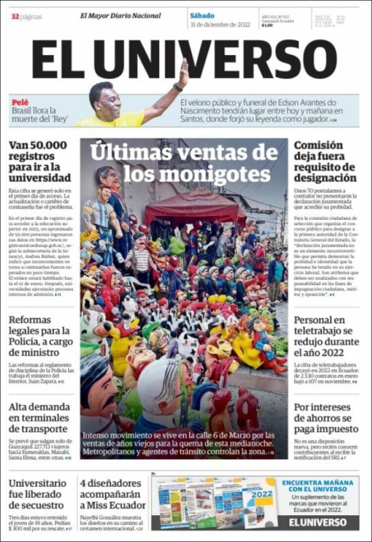 Portada de El Universo - Ecuador (Ecuador)