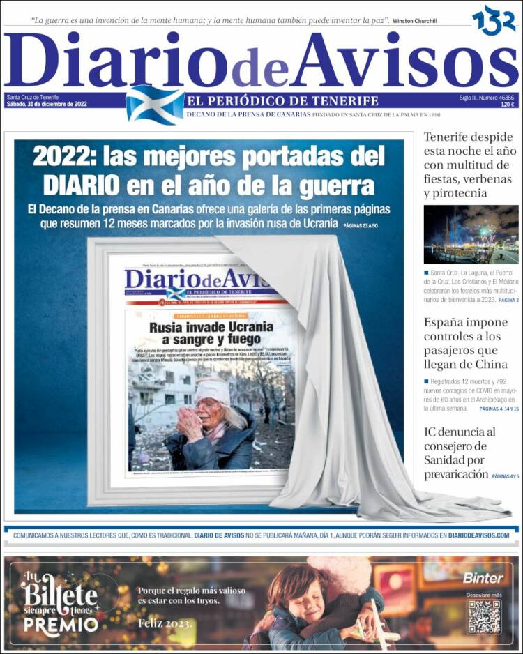 Portada de Diarios de Avisos (Spain)