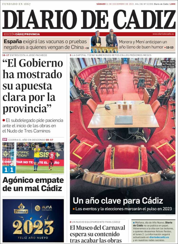 Portada de Diario de Cádiz (Spain)