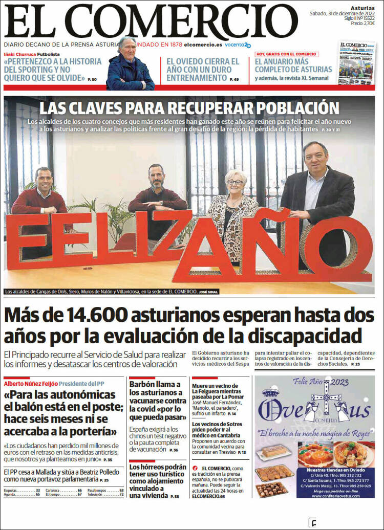 Portada de El Comercio (Spain)